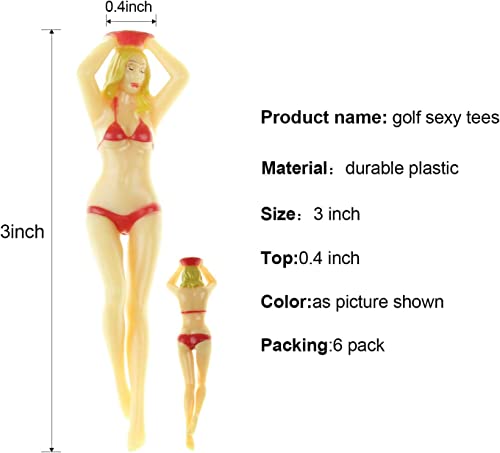 Crestgolf Style 6pcs/Pack 75mm(2.95inch) Sexy Bikini Lady Golf Tees Pin-up Girl Golf tees Gift Newest Design Plastic Golf Tees Golf Accessories