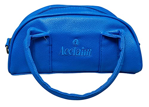 Acclaim Cwmbran Rounded Style Mini Two Bowls Synthetic Grain Leather Look Lawn Green Bowling Bag with Divider and Shoulder Strap (Blue)