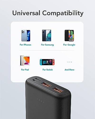 Charmast 20W PD Mini Power Bank 10400mAh, Mini Portable Charger USB C Powerbank with 3 Outputs & 2 Inputs, Smallest Fast Charge Portable Phone Charger Compatible with iPhone/iPad, Samsung, Tablet etc