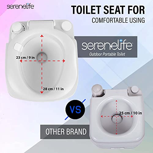 SereneLifeHome SereneLife Portable Toilet Camping Porta Potty, 5.8 Gallon Waste Tank, Indoor Outdoor Toilet with CHH Piston, Leak-Proof Cassette Toilet for RV, White, 5.8 Gallon Upgraded (SLCATL360)
