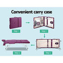 Zenses Massage Table 75cm Portable 3 Fold Aluminium Beauty Bed Violet