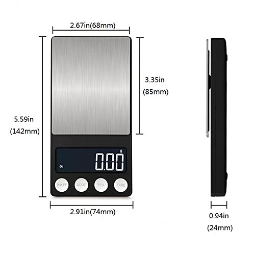 (Upgradaed) Disenkelubo Digital Mini Scale, 500g /0.01g Pocket Scale, Pocket Scale, Electronic Smart Scale, 6 Units, LCD Backlit Display, Tare, Auto Off, Stainless Steel