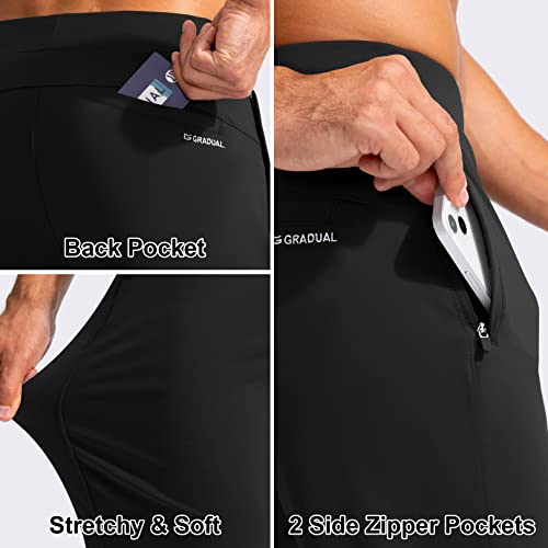 G Gradual Men's Golf Joggers Pants with Zipper Pockets Stretch Sweatpants Slim Fit Track Pants Joggers for Men Work Running, Black, X-Large