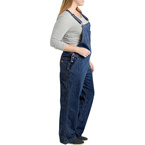 Dickies Women's Plus Size Denim Bib overalls and coveralls workwear apparel, Dark Indigo, 22 US