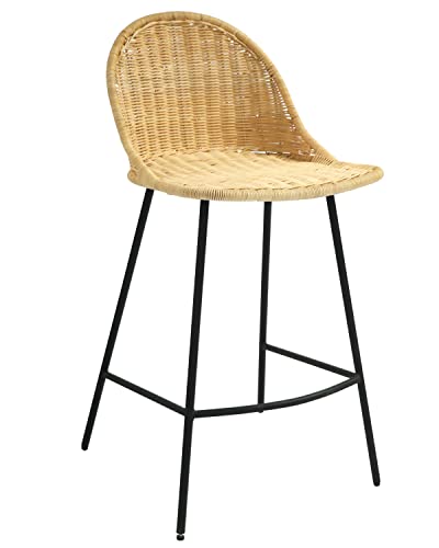 ECLYL Dining Chairs Set of 2, Woven Rattan Chair, Rattan Counter Stools with Backs for Kitchen Counter, Dining Room, Coffee Bar