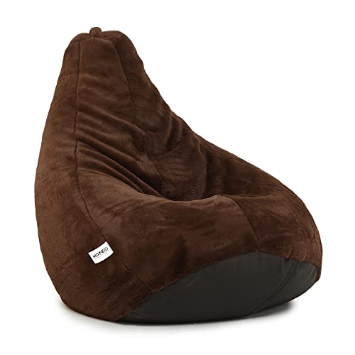 HOMESO Teardrop Shape Faux 5XL Fur Bean Bag Chair for Adults & Kids [No Filling] (Brown)