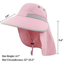 Muryobao Women's Sun Hat Outdoor UV Protection Foldable Packable Mesh Hat Wide Brim Summer Beach Fishing Cap with Neck Flap Pink