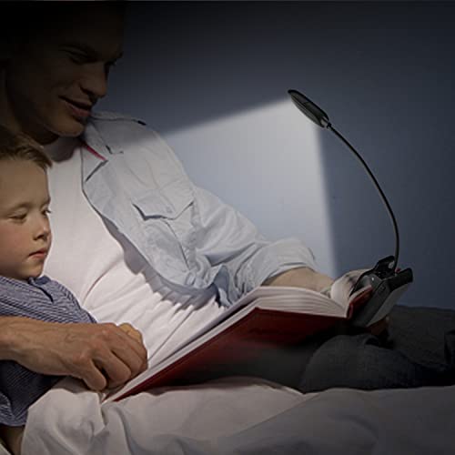 LENCENT 7 LED Book Light Rechargeable[Upgraded], 3 Colors and 9 Brightness Modes (Warm & White), Eye Care Clip Reading Lamp for Kids and Bookworms, Lightweight for Reading in Bed, Travel, Music Stand