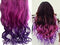 (hot pink to dark purple) - Fashion Sexy Two Tone Long Curl/curly/wavy Clip in Hair Extensions Pieces Wig Girls, Shade Hot Pink to Dark Purple