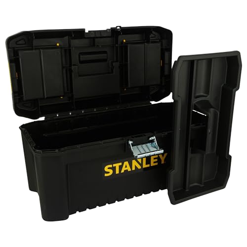 Stanley STST1-75518 Essential 16 Toolbox with Metal latches, Black/Yellow, Inch