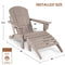 ABCPATIO Folding Adirondack Chair with Footrest - Outdoor Weather Resistant Plastic Adirondack Chairs with Detachable Ottoman, Stackable Seating with Cup Holder for Patio (Seat Width 20", Light Brown)