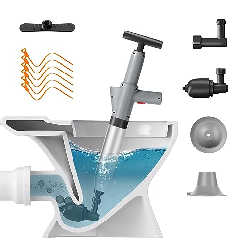 Aiment Toilet Plunger Air Drain Blaster: Air Plunger for Toilet Clog Remover, Manual Pumping Power Drain Blaster, High Pressure Unclog Gun, Heavy Duty Unclogger for Bathroom, Bathtub,Floor Drain