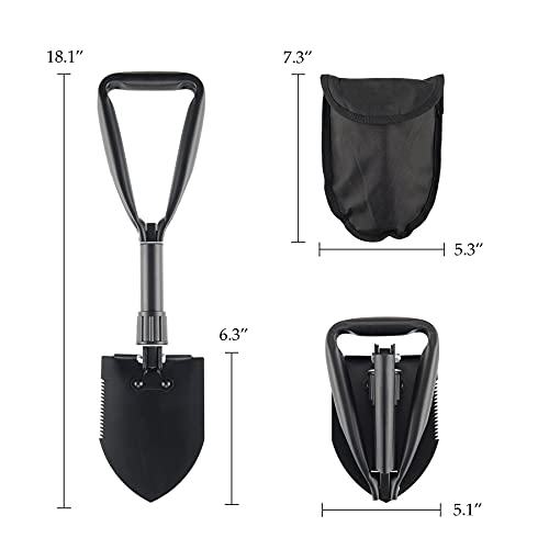 CO-Z Mini Folding Shovel High Carbon Steel, Portable Lightweight Outdoor Tactical Survival Foldable Mini Shovel, Entrenching Tool, Camping, Hiking, Digging, Backpacking, Car Emergency