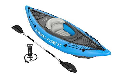 Bestway Hydro-Force Cove Champion | 1 Person Inflatable Kayak Set with Hand Pump, Paddles, Carry Bag, Blue, Blue, Grey, 275 x 81 x 45 cm