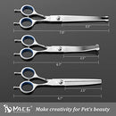 Professional Dog Grooming Scissors Set with Safety Ronud Tip, MAOCG Twin-Tail Thinning, Curved, Straight Shears and Comb for Dogs & Cats, Sharp and Durable, Suitable for Lefty and Righty