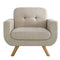 Rosevera Elena Contemporary Accent Armchair with Linen Upholstery Living Room Furniture, 30D x 30W x 34H in, Pearl Beige