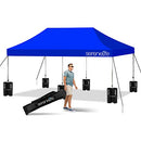 SereneLife Pop Up Canopy Tent 10x20 - Commercial Instant Shelter Foldable/Collapsible Sun Shade Canopy Pop Up Tent w/Waterproof Tent Top, Portable Carry Bag & Sand Bag SLGZ20BU (Navy Blue)