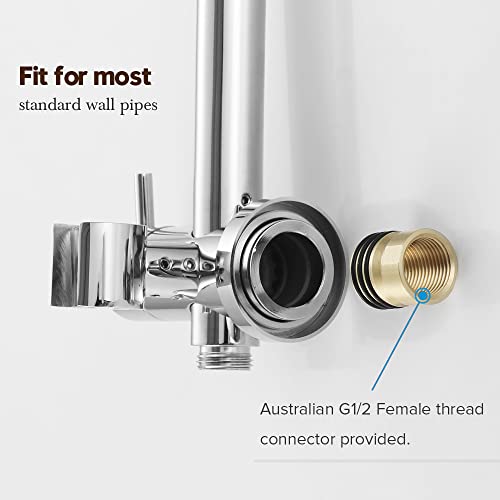 Decaura 9" Rain Shower Head Set 2 in 1 Shower Rail Wall Mounted 3-Mode Handheld Spray Round Bathroom(Chrome)