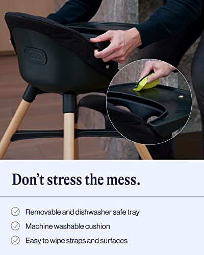 Lalo The Chair Convertible 3-in-1 Wooden High Chair for Babies and Toddlers, Baby High Chair with Dishwasher Safe Tray, Adjustable Footrest & Machine Washable Cushion, Sage