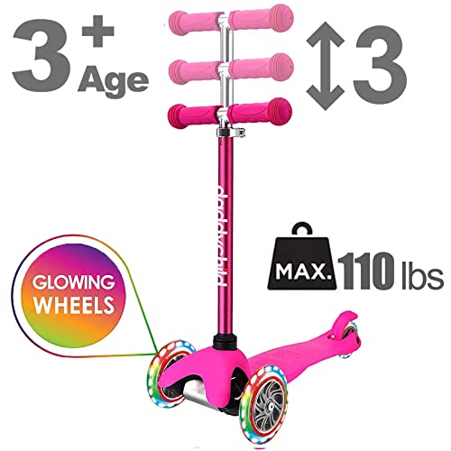 3 Wheel Scooters for Kids, Kick Scooter for Toddlers 2-6 Years Old, Boys and Girls Scooter with Light Up Wheels, Mini Scooter for Children (Pink)