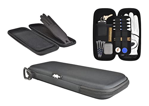 Platypus Golf Co. Caddie Case - Glove Holder with Hinging Stiff Shaper - Hard Case Protector & Organizer with Storage Slots for Phone, Tees, Divot Tools, Ball Markers - for Left Hand Gloves, Black