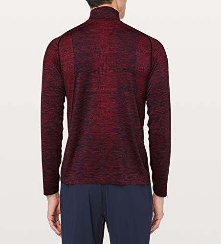 Lululemon Mens Metal Vent Tech 1/2 Zip Long Sleeve Shirt, Womens, Spicy Red/True Navy, Small