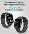 Smart Watch Men Women Bluetooth Answer Make Call for Android iOS Phone 123 Sport Modes Fitness Activity Tracker 1.85"Square Screen Heart Rate Sleep Monitor IP67 Waterproof Black Silicone Smartwatch