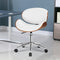 ALFORDSON Wooden Office Chair Leather Computer Chair Executive Home Desk Chair Height Adjustable Swivel Task Chair Kids Adult Armchair in Mid Back Study Living Room (White Colour)