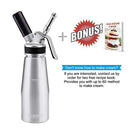 ZOEMO Profesional Whipped Cream Dispenser - Ugraded Full Metal Cream Whipper Canister, w/Durable Metal Body & Head with 3 Stainless Steel Decorating Tips (Professional Silver 500 ML)