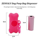 ZENVALY Dog Waste Bag Dispenser, Portable Waste Bag Dispenser for Hanging Dog Waste Bags, Bag Dispenser for Attaching to the Dog Lead with 1 Roll, Leak-proof Dog Waste Bags, Pink