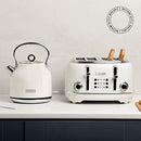 Haden Heritage White Toaster - 4 Slice Toaster - Stainless Steel Housing - Reheat and Defrost Functions - Variable Browning Control - Self Centering Function - 1370-1630W