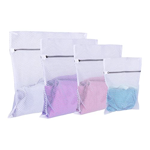 Washable garment bags for delicates- Simply JT Pack of 4 (1XL, 1L, 1M, 1S). Durable 120g Honey Comb Mesh reusable washing bag for Underwear Bra Lingerie Clothes and Organization for Travel