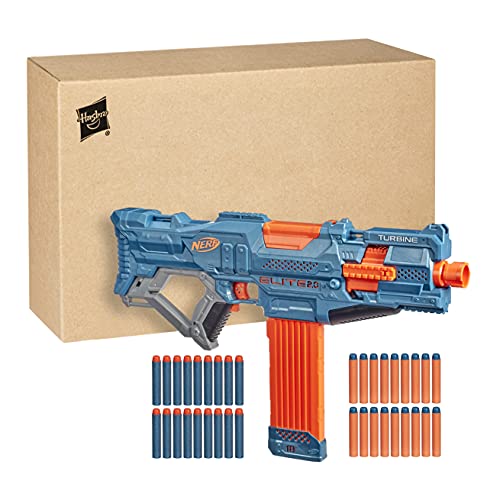 Nerf Elite 2.0 Turbine CS-18 Motorised Blaster, 36 Official Nerf Darts, 18-Dart Clip, Tactical Rails, Barrel Attachment Point