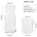 Bedside Water Carafe Set with Tumbler Glass Set for Bedroom Nightstand, Glass Mouthwash Bottle for Bathroom,Household Glass Juice Water Pitcher,Cold Water Bottle with Cup Set,17.5 oz/500ml (Clear)