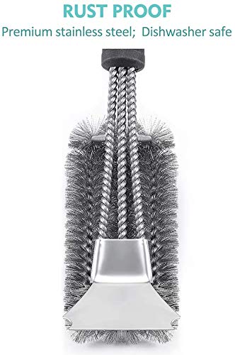 Grill Brush and Scraper – Safe Stainless Steel Grill Cleaning Brush for Gas Grill Charcoal Infrared Porcelain Weber – Fit for All Grilling Grates/BBQ Accessories Grill Cleaner