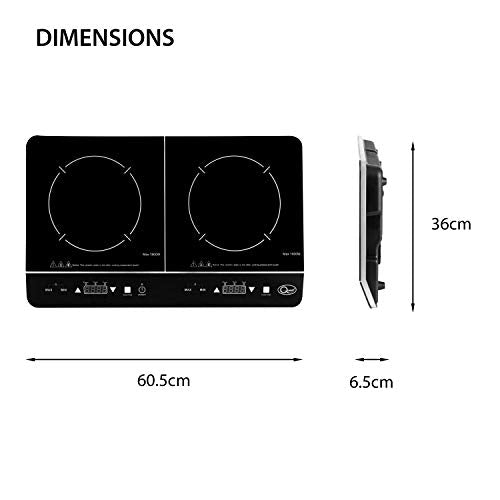 Quest 35840 Digital Double Induction Hob & Hot Plate / 10 Temperature Settings from 60-240°C/Touch Control with LED Display/Automatic Overheat Protection / 2800W