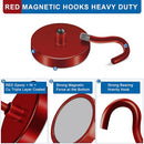 LOVIMAG Magnetic Hooks Heavy Duty, 100LBS Strong Magnetic Hooks Cruise for Hanging, Red Magnets with Hooks for Refrigerator, Grill, Garage, Tool Room, Kitchen, Locker, Metal Door, Home etc- 4 Pack