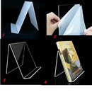 5 Pcs Clear Acrylic Book Stand,Clear Acrylic Easel Display Stand,Multi-Functional Display Easel,Acrylic Ledge Shelf Display Bookshelf Acrylic Display Rack for Displaying Artworks,Books,etc.