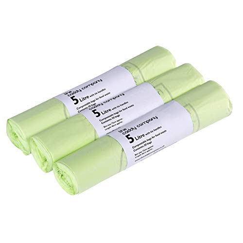 All-Green CC5TH-3-V2 5 Litre Tie Handle Compostable Kitchen Caddy Liners Food Waste Bin Liners, 150 Bags