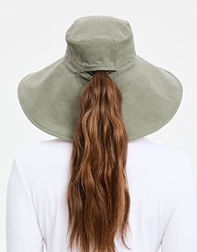 Solbari Ultra Wide Cotton Linen Hat UPF50+ Uv Protection, Sun Protective  Hat, Sage / Beige, Small-Medium
