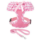 EXPAWLORER Small Dog Harness and Leash Set Girl - Cute Dog Harness for Female Dogs, Soft Mesh Breathable Vest Harness with Lovely Ribbon for Puppies, Adjustable Step-in Dog Harness for Walking