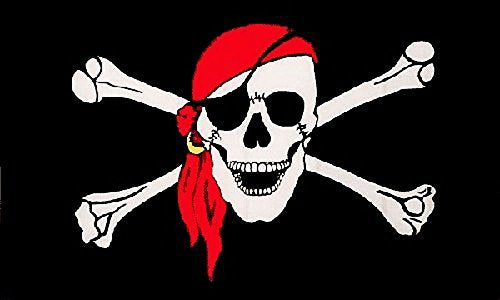 SHATCHI 5x3ft Flag Smiley Emoji/Jolly Roger Rum Spooky Halloween Christmas Treasure Hunt Kids Banner Table Cover Party Decorations, Red Scarf Skull