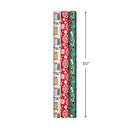 Hallmark Christmas Wrapping Paper with Cutlines on Reverse (3 Rolls: 120 Sq. Ft. Total) Winter City Scene, Rustic Snowflakes on Red, Nutcrackers with Foliage
