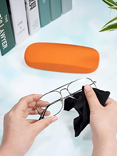 Frienda 3 Pieces Hard Shell Glasses Eyeglasses Sunglasses Case with Eyeglass Cloth (Light Blue, White, Orange)