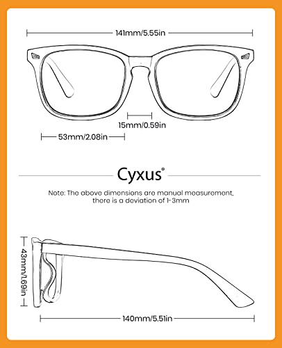 Cyxus Blue Light Blocking Glasses Square Frame Eyeglasses Computer Eyeware with Anti Eyestrain UV Block Fashion Pattern Glasses Woman(No Magnification）, (8082T15)