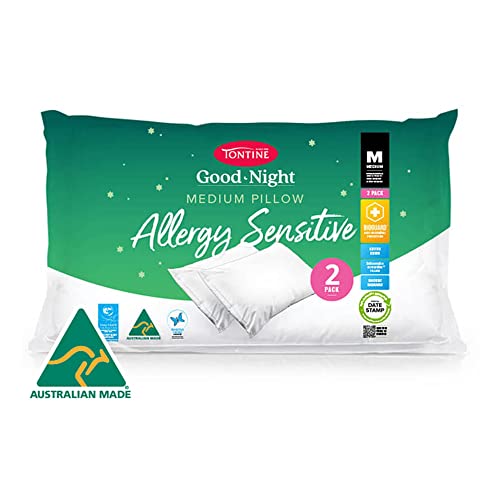 Tontine Goodnight Allergy Sensitive Medium Pillow, White, 2 Count