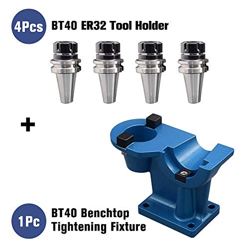 1 Set BT40 Benchtop Tightening Fixture and 4 pcs BT40 Tool Holder with ER nut,Retention knob