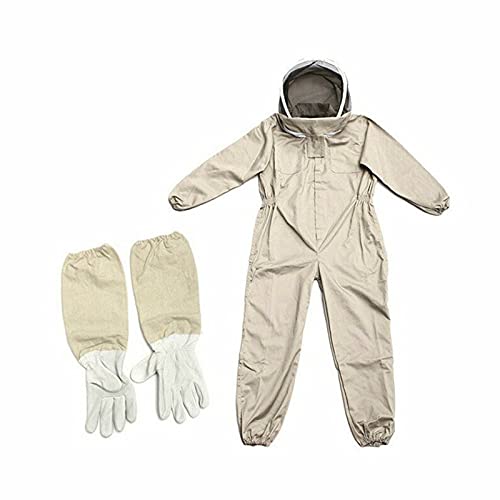 Full Beekeeping Suit Bee Suit Heavy Duty with Leather Ventilated Keeping Gloves (XXL with Gloves)