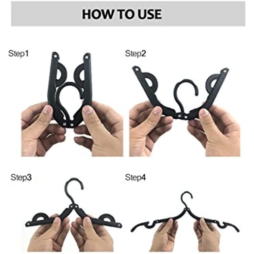 YUYUAU Foldable Clothes Hangers for Traveling Black 12pcs