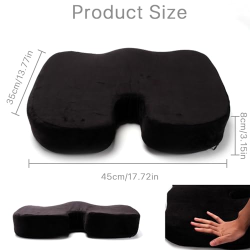 GYB Seat Cushion,Durable Memory Foam Office Chair Cushion, Seat Cushions for car seat Driver, Butt Pillow for Sitting Desk Chair, Black